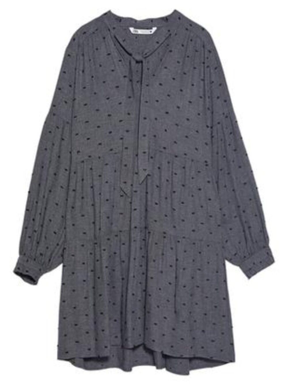 ZARA DOTTED MESH MINI DRESS, Grey/Black, Small
